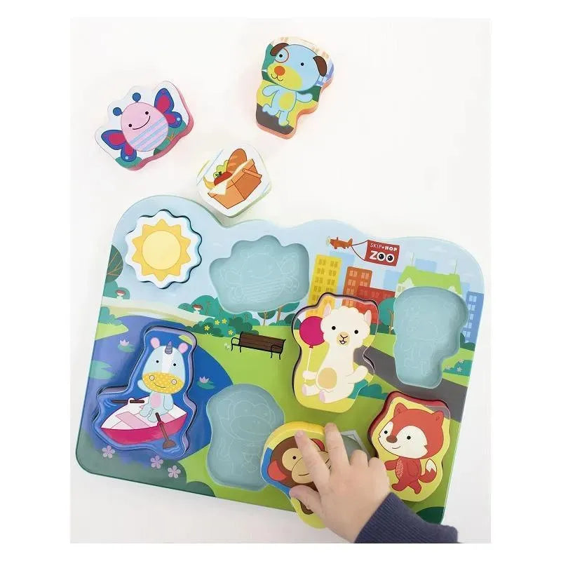 Skip Hop - Baby's First Puzzle, Zoo Park - 8 puzzle pieces & puzzle board