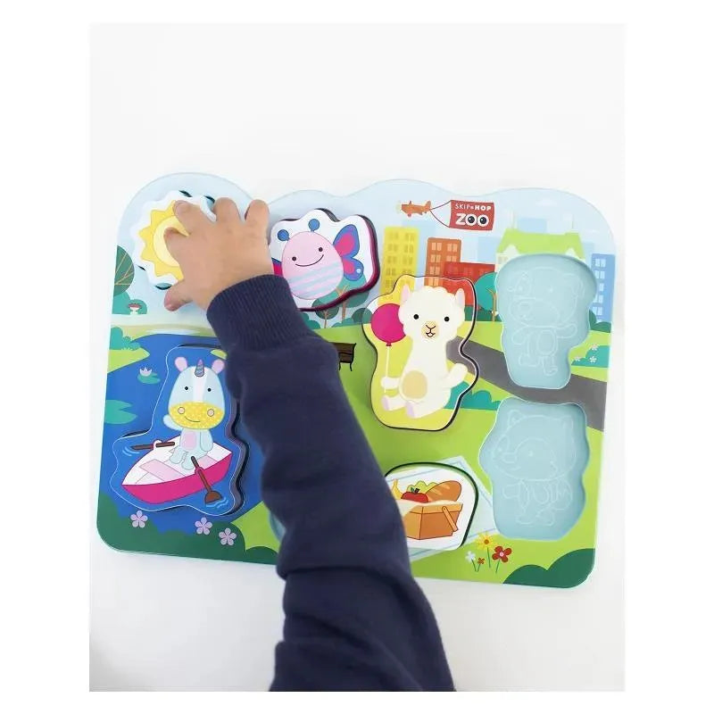 Skip Hop - Baby's First Puzzle, Zoo Park - 8 puzzle pieces & puzzle board