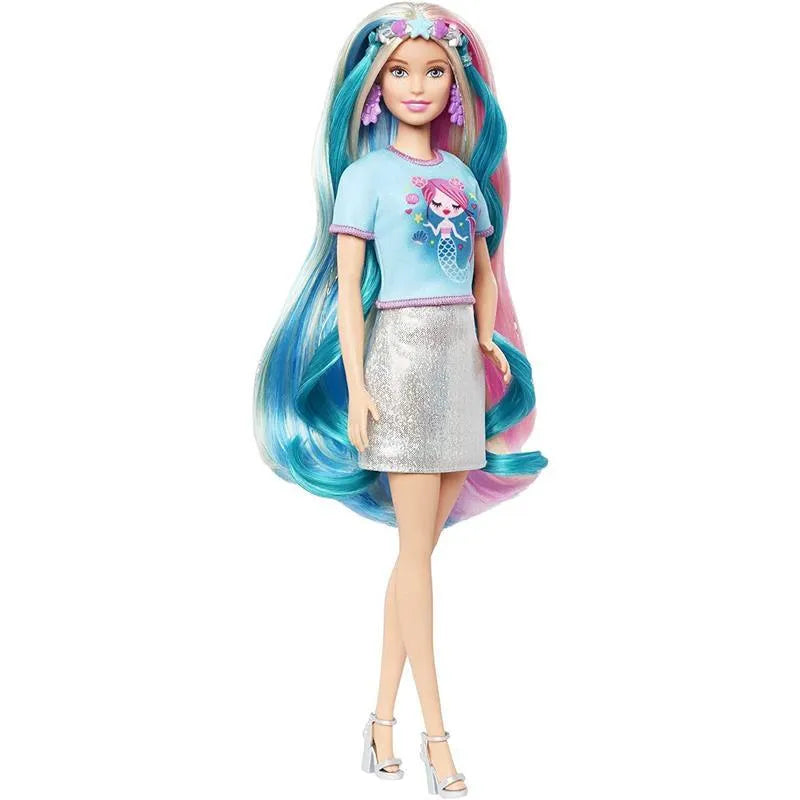 Mattel - Barbie Fantasy Long Colorful Blonde Hair with Mermaid