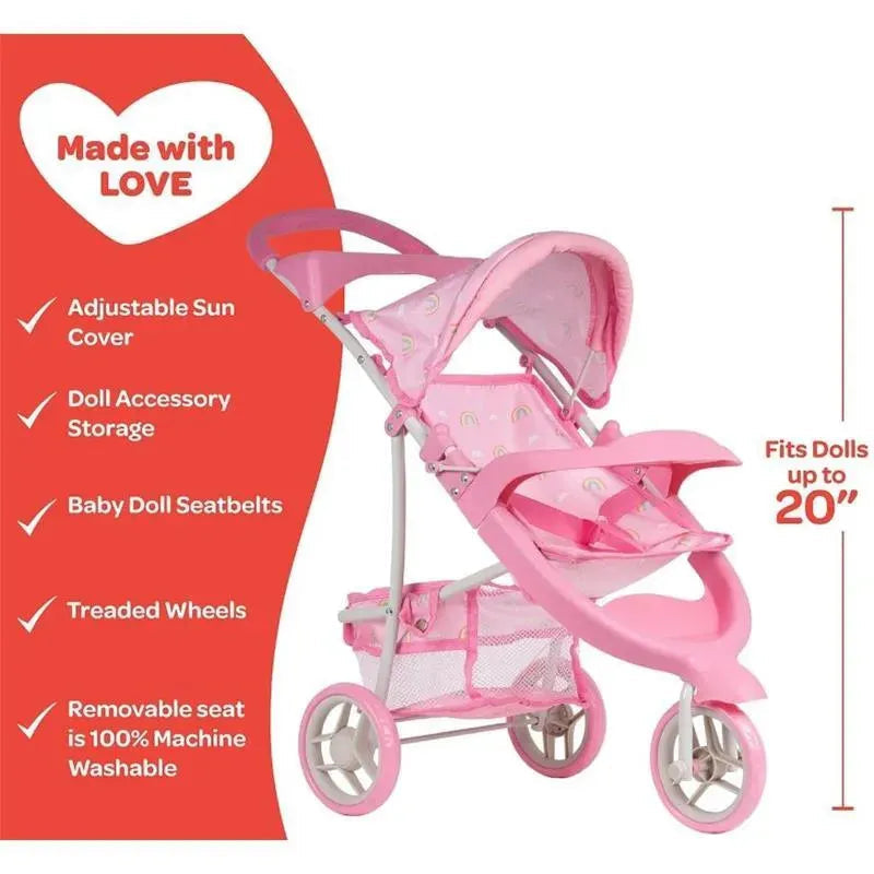 Adora - Snack N Go Baby Doll Stroller with Shade, Rainbow Rose